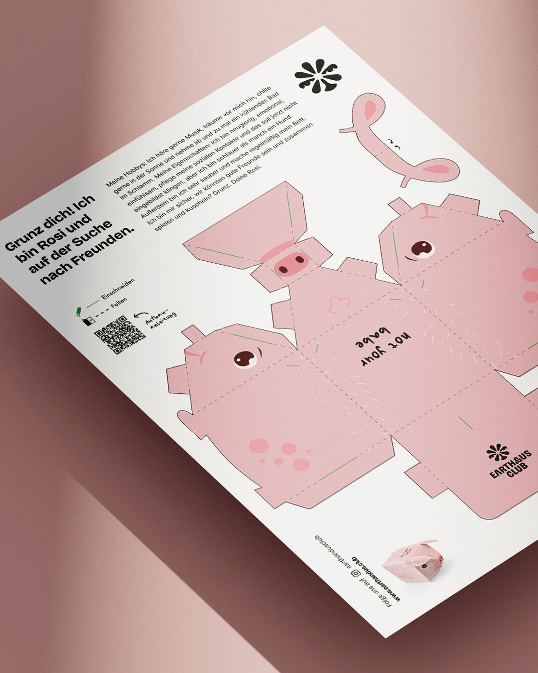Schweinchen Rosi: DIY-Bastelbogen (Geschenk ab 30€)