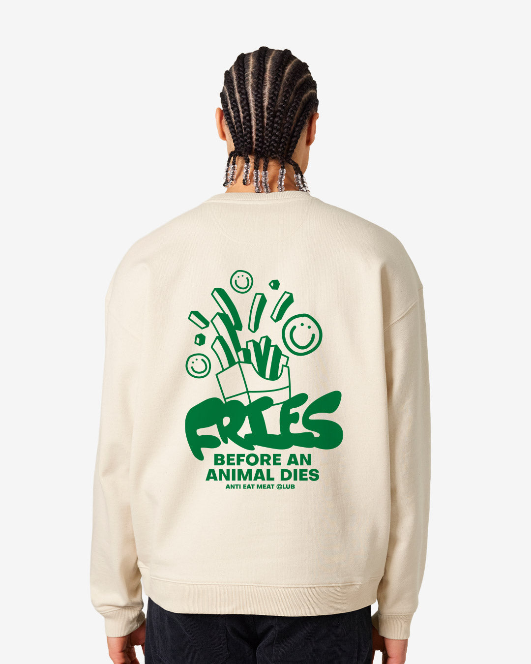 Fries Before An Animals Dies Oversized Organic Sweatshirt