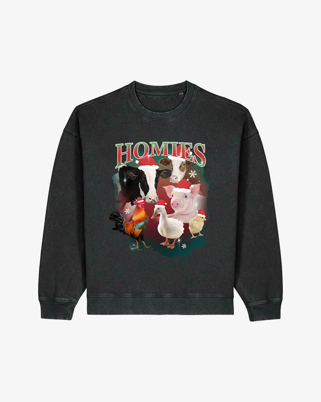 Homies Christmas Bootleg Vintage Oversized Organic Sweatshirt
