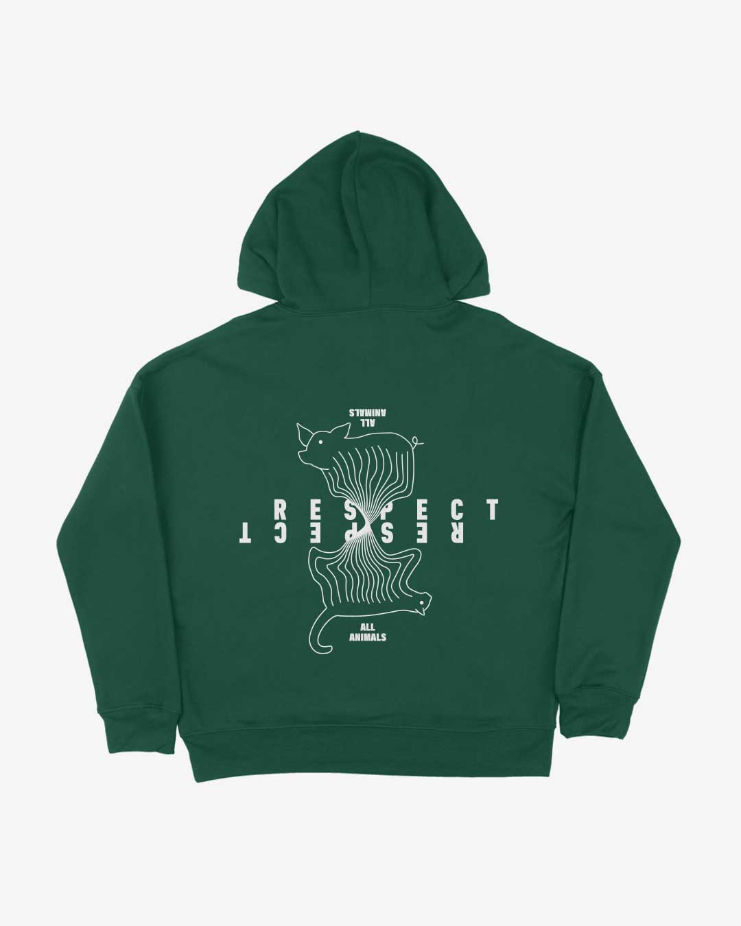 respect all animals hoodie grün