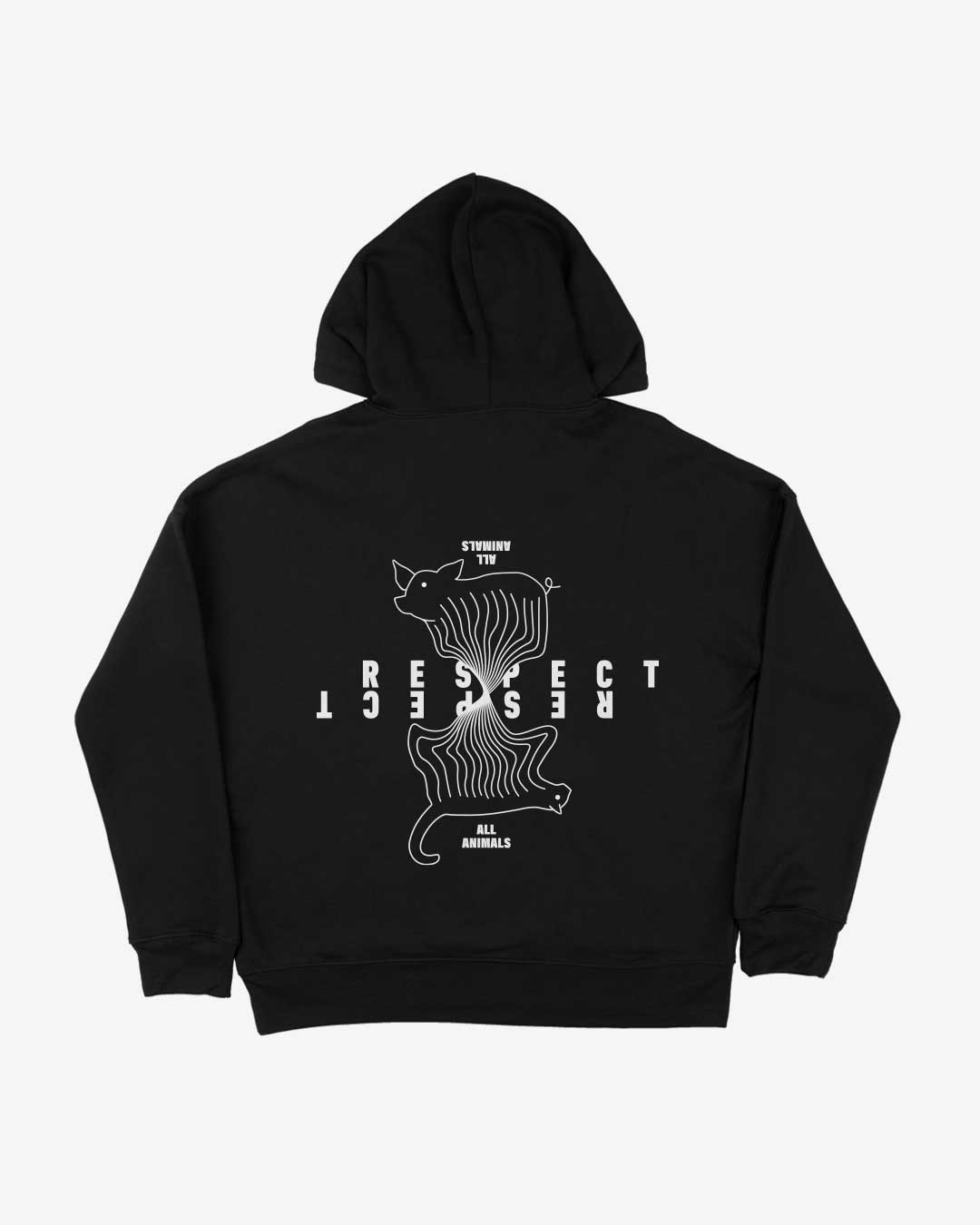 respect all animals hoodie schwarz