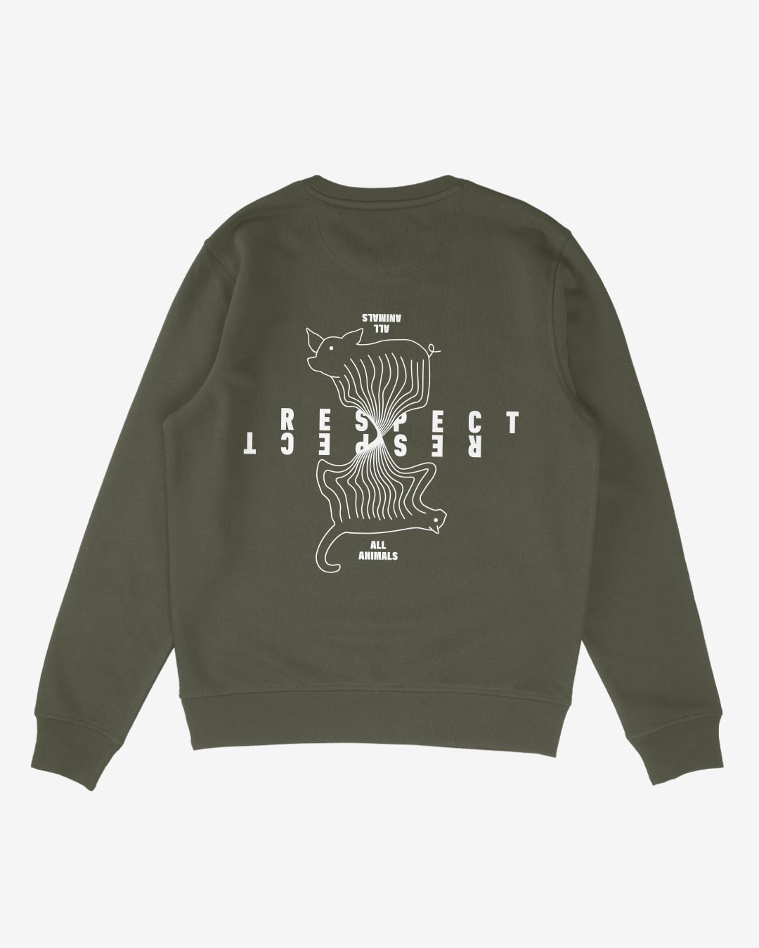 respect alle animals sweatshirt khaki back