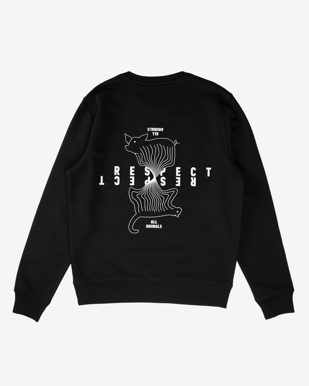 respect alle animals sweatshirt black back